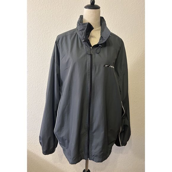 Men's Reebok Gray & Black Long Sleeved Zipper Windbreaker Jacket Size Large‎ - Picture 1 of 10